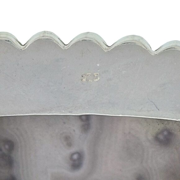 Southwest Scrollwork Edge Dusty Lilac Jasper Pendant | Vintage Sterling Silver - Picture 3 of 6